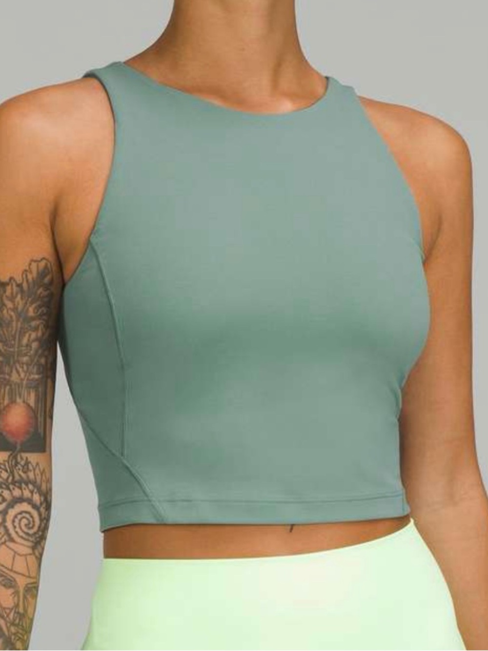 Lululemon align high neck tank top women’s 10 tidewater teal padded crop top gym